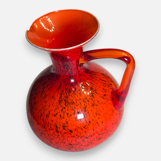 Empoli Vintage Red And Black Speckled Glass Jug - Red Orange