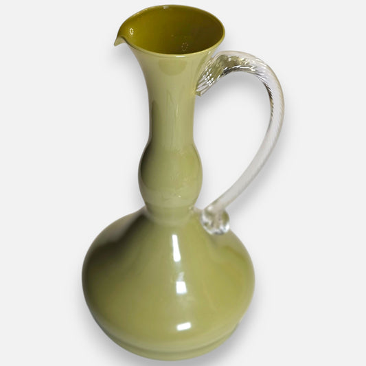 Empoli Vintage Olive Sage Colour Glass Jug - Olive Sage