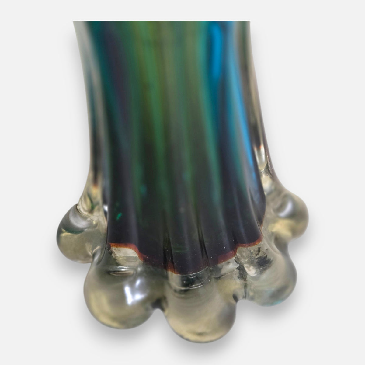 Murano Turquoise Teal Blue And Emerald Green Glass Vase - Blue/Green