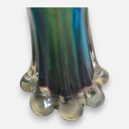 Murano Turquoise Teal Blue And Emerald Green Glass Vase - Blue/Green
