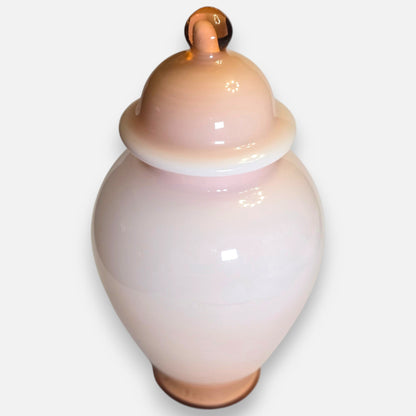 Vintage Pink Opaline Glass Jar With Lid - Pink