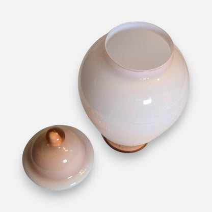 Vintage Pink Opaline Glass Jar With Lid - Pink