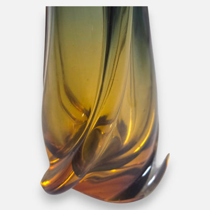 Murano Sommerso Vintage Blue And Amber Glass Vase - Blue/Amber