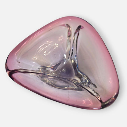 Val Saint Lambert Vintage Pink Crystal Glass Centrepiece - Pink
