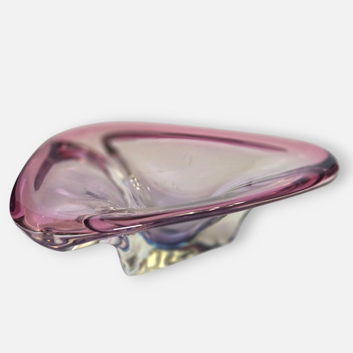 Val Saint Lambert Vintage Pink Crystal Glass Centrepiece - Pink