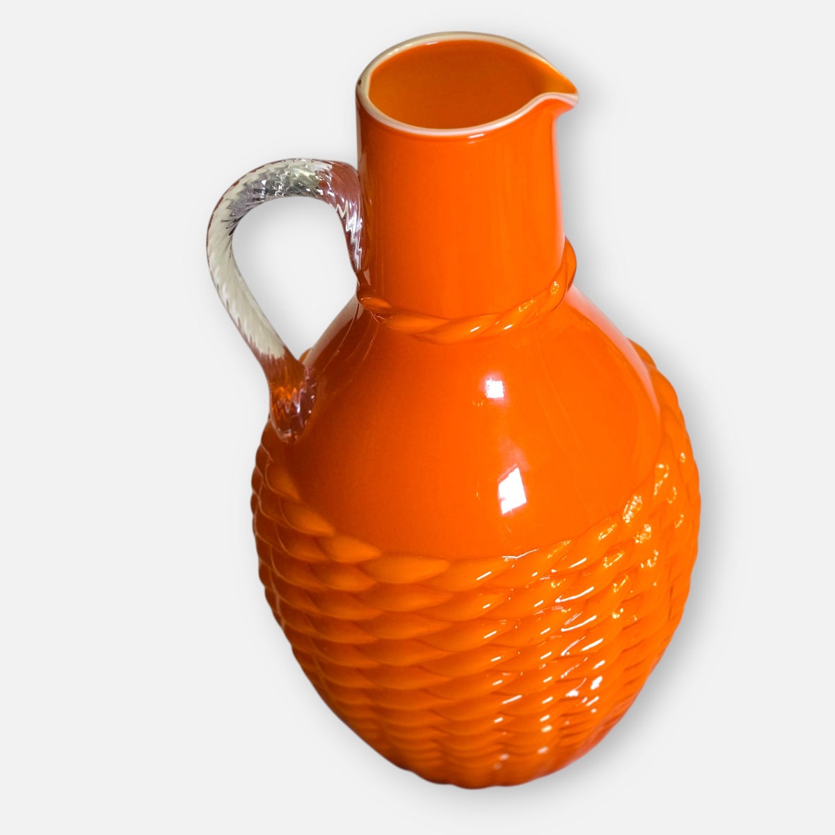 Empoli Vintage Red And Orange Weave Pattern Glass Jugs - Red/Orange
