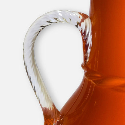 Empoli Vintage Red And Orange Weave Pattern Glass Jugs - Red/Orange