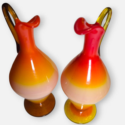 Empoli Vintage Orange, Yellow And Amber Glass Jugs - Multi