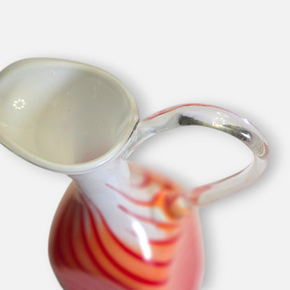 Empoli Vintage Orange, Red And White Striped Glass Jug - Orange/Red