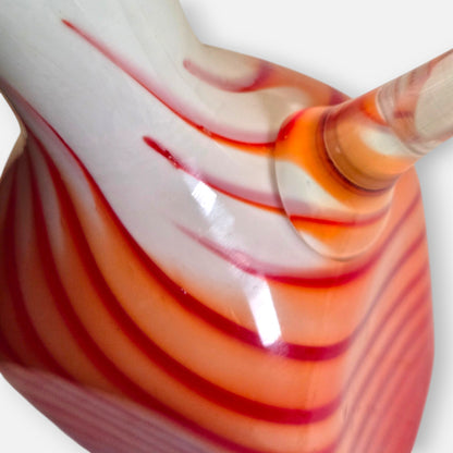 Empoli Vintage Orange, Red And White Striped Glass Jug - Orange/Red