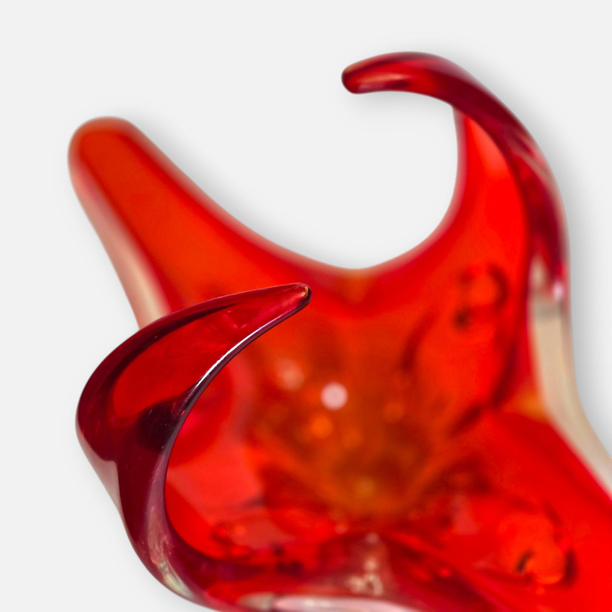 Murano Vintage Red Orange Glass Centrepiece - Red Orange