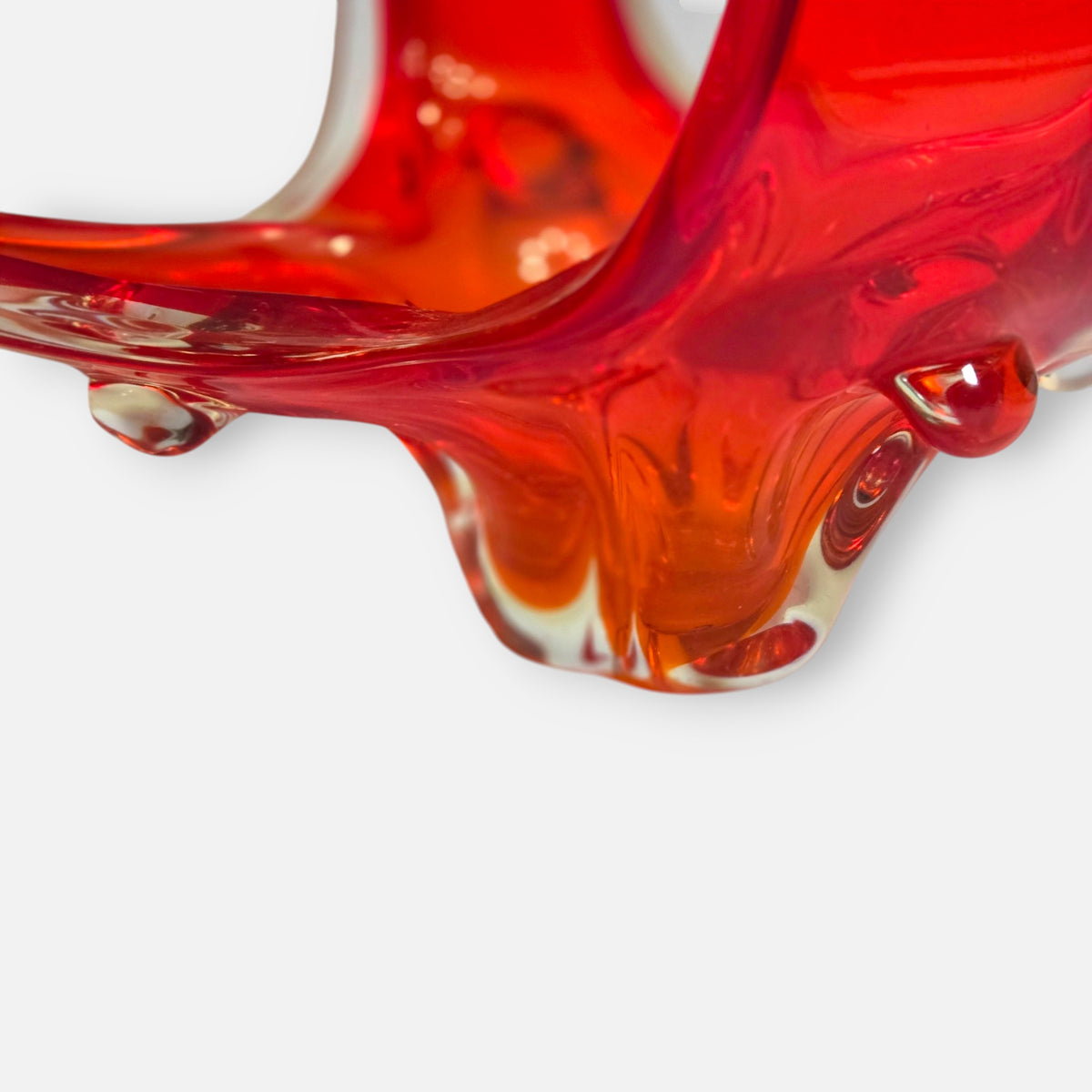 Murano Vintage Red Orange Glass Centrepiece - Red Orange