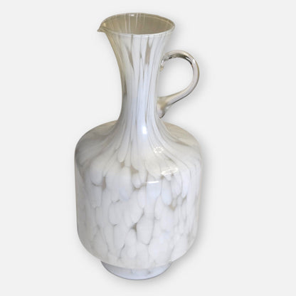 Empoli Vintage White Mottling Colour Glass Jug - White