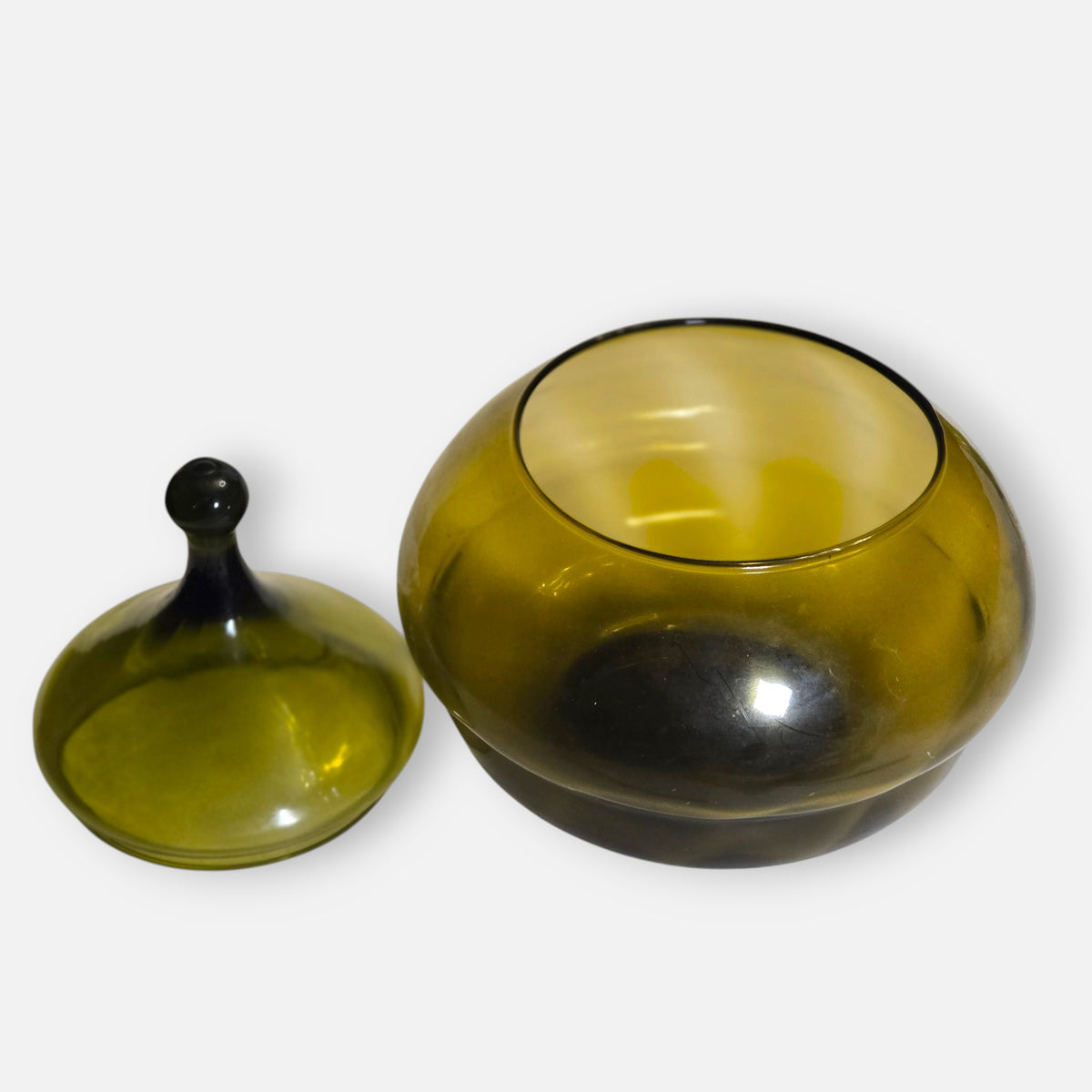 Empoli Vintage Apothecary Jar And Lid - Olive Green