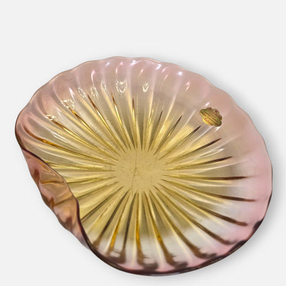 Murano Alfredo Barbini Pink And Champagne Gold Glass Bowl - Pink/Champagne