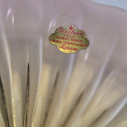 Murano Alfredo Barbini Pink And Champagne Gold Glass Bowl - Pink/Champagne