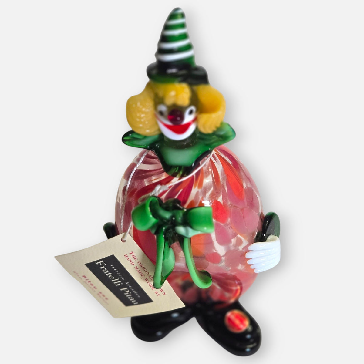 Murano Fratelli Pitau Red Spotted Glass Clown - Red