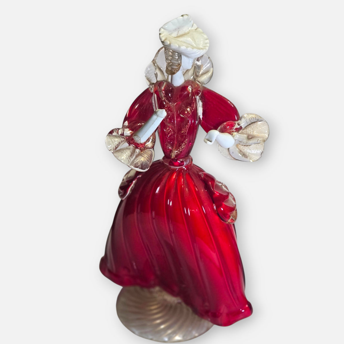 Murano Venetian Lady In Red Glass Figurine - Red
