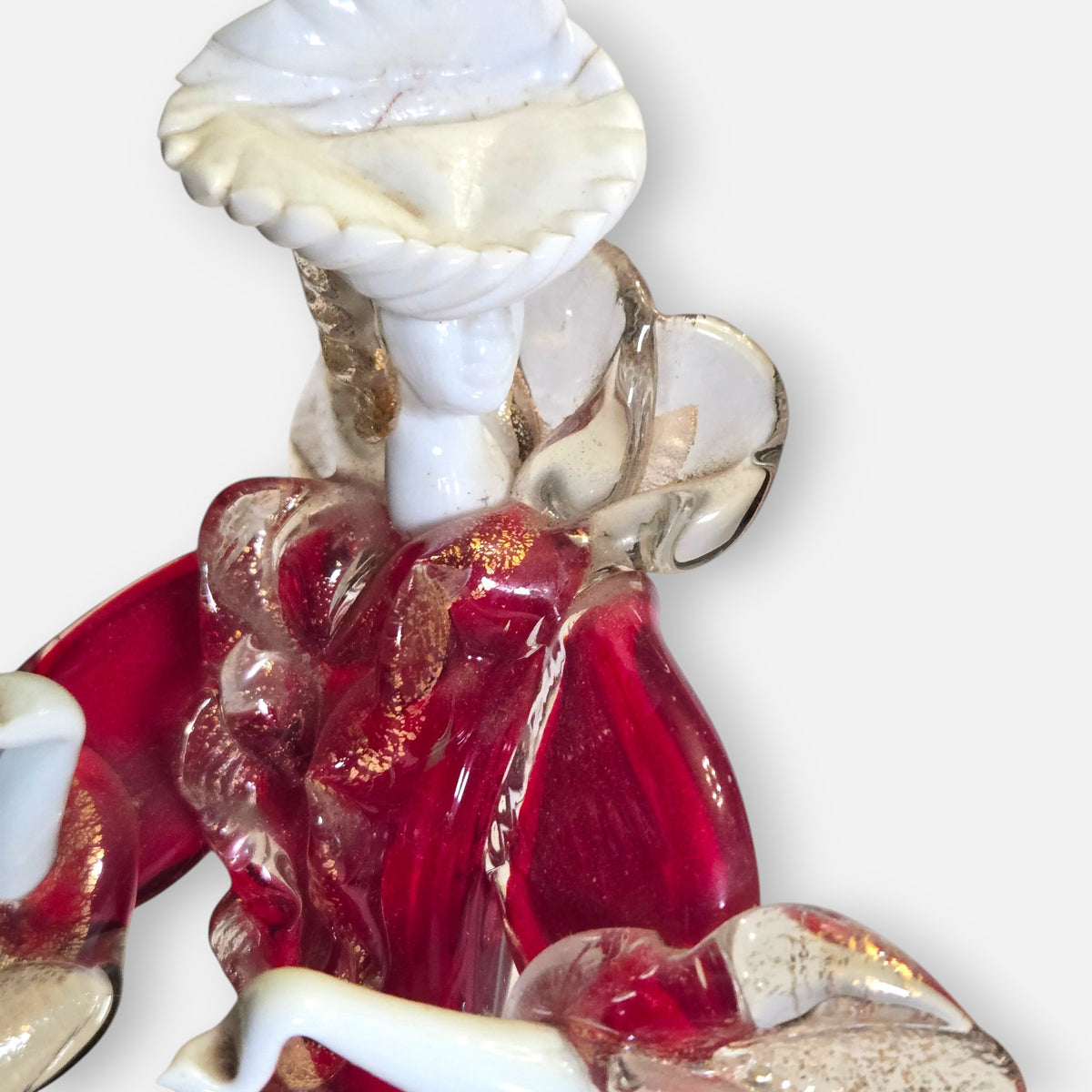 Murano Venetian Lady In Red Glass Figurine - Red