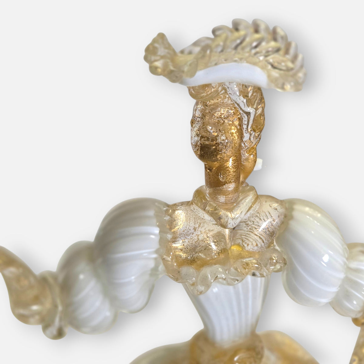 Murano Venetian Lady In White Glass Figurine - White