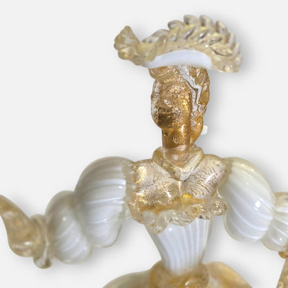 Murano Venetian Lady In White Glass Figurine - White