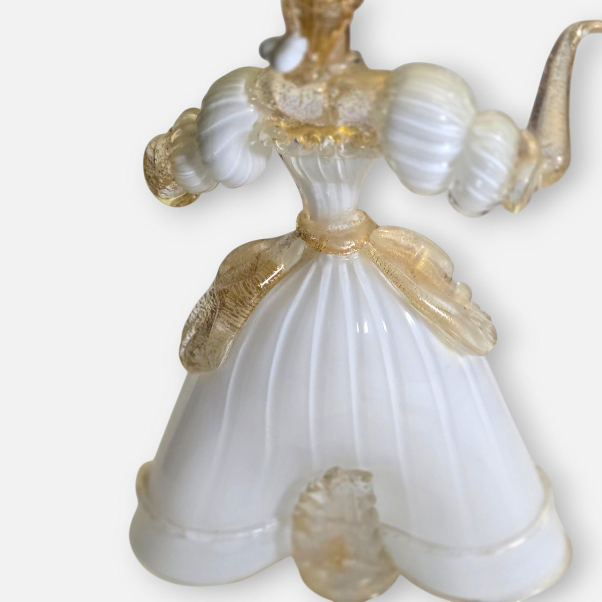 Murano Venetian Lady In White Glass Figurine - White