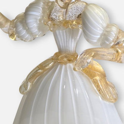 Murano Venetian Lady In White Glass Figurine - White