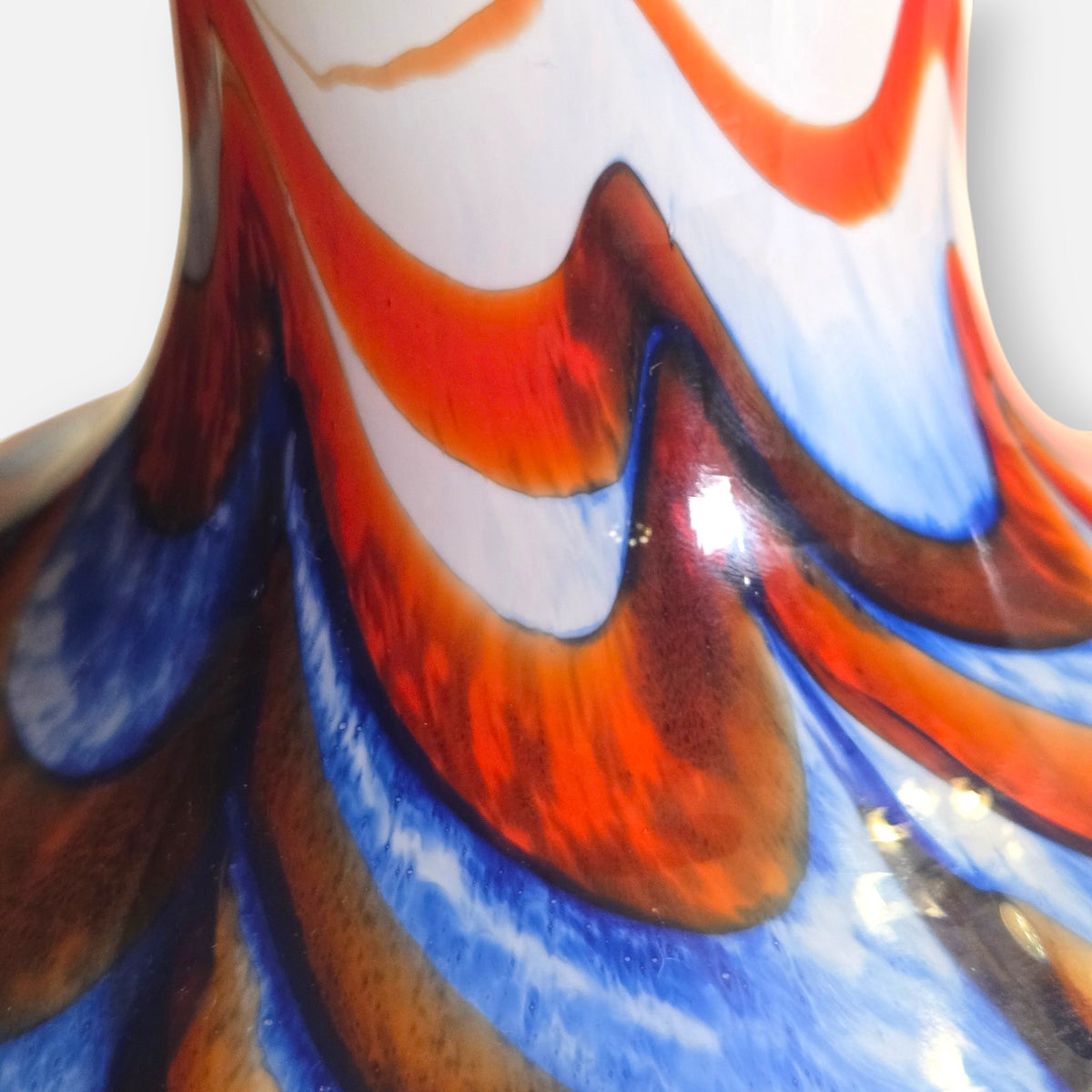 Empoli  Red, Brown, Blue And White Feathered Pattern Glass Jugs - Multi