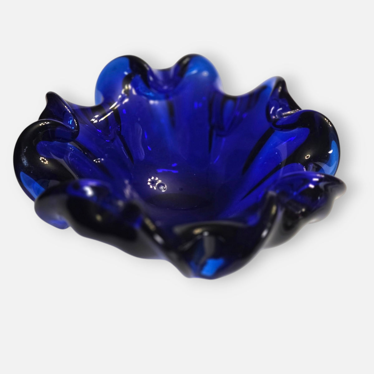 Murano Vintage Cobalt Blue Glass Bowl - Colbalt Blue