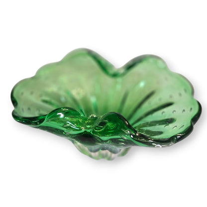 Murano Vintage Emerald Green Glass Bowl - Green