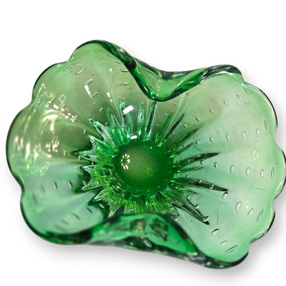 Murano Vintage Emerald Green Glass Bowl - Green