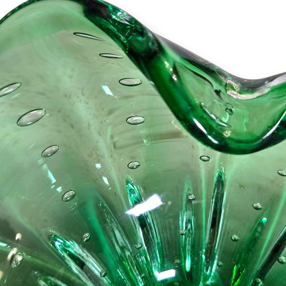 Murano Vintage Emerald Green Glass Bowl - Green
