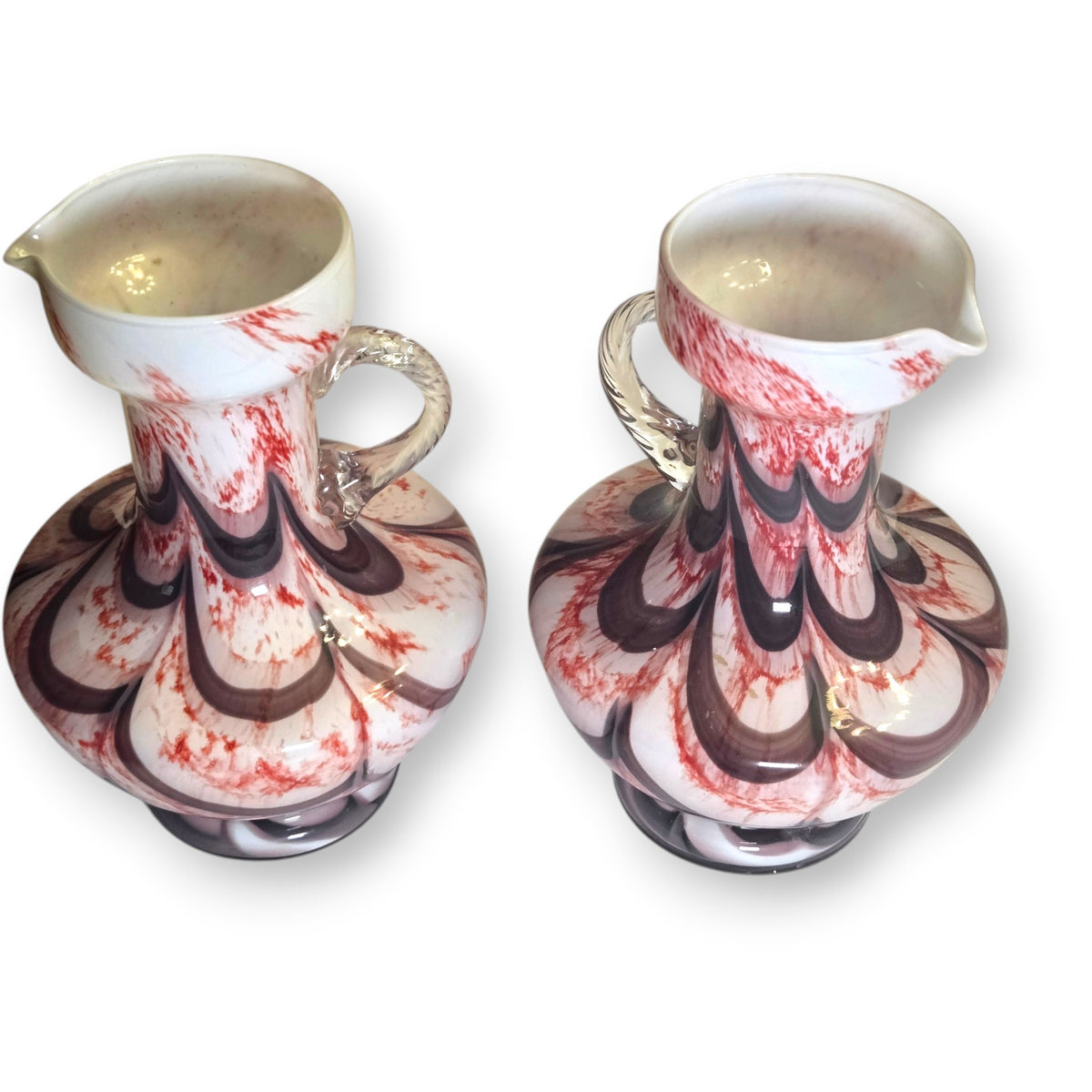 Empoli Burgundy, Brown And White Swirl Pattern Glass Jugs - Multi