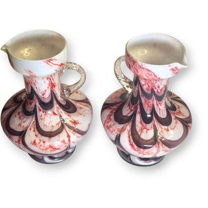 Empoli Burgundy, Brown And White Swirl Pattern Glass Jugs - Multi