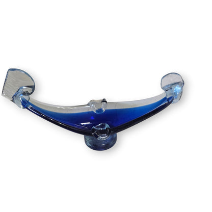 Murano Vintage Three Blue Glass Gondola Ashtrays - Blue