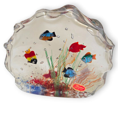 Murano Vintage Glass Aquarium Sculpture - Multi