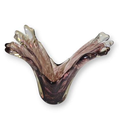 Murano Vintage Amethyst Purple Glass Vase Centrepiece - Amethyst