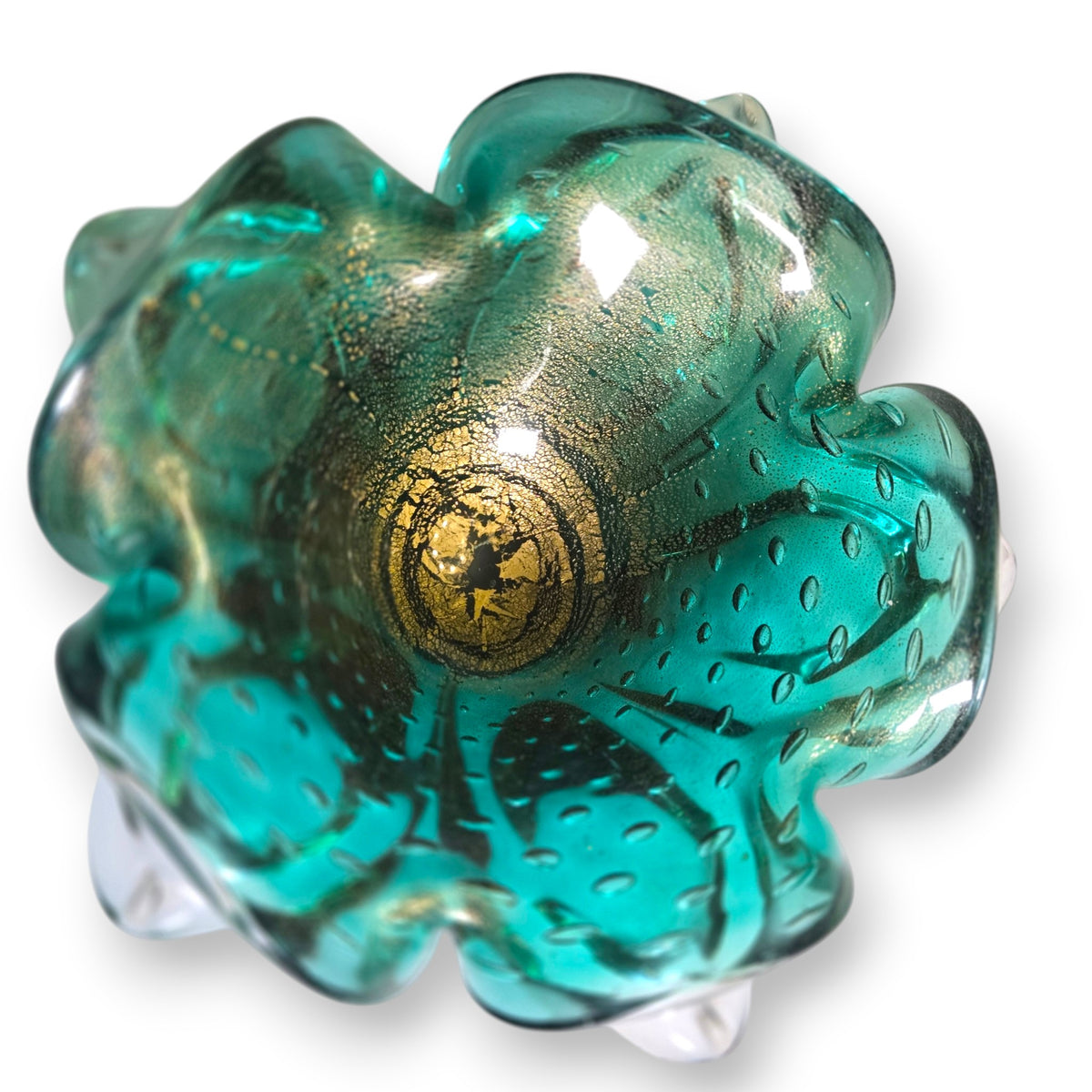 Murano Vintage Acqua Teal Green Glass Ashtray/Bowl - Aqua Teal