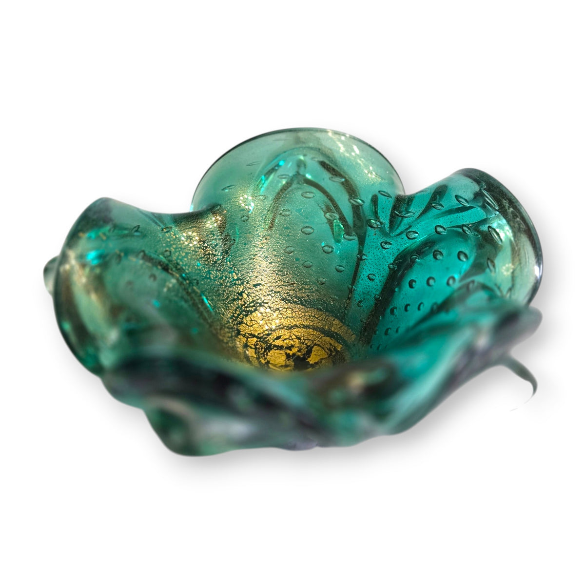 Murano Vintage Acqua Teal Green Glass Ashtray/Bowl - Aqua Teal