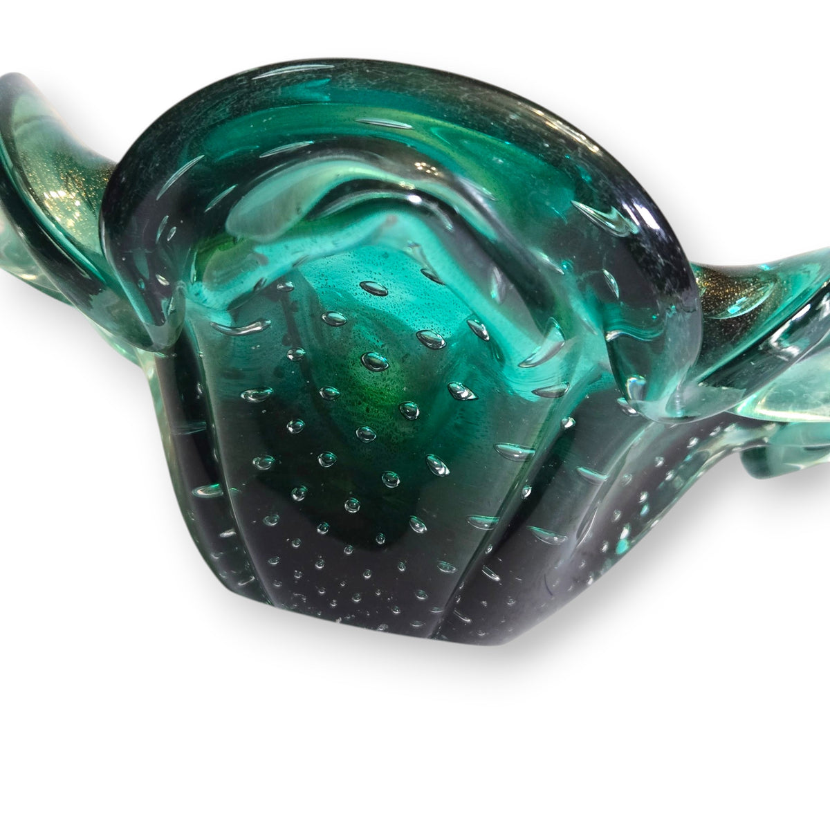 Murano Vintage Acqua Teal Green Glass Ashtray/Bowl - Aqua Teal