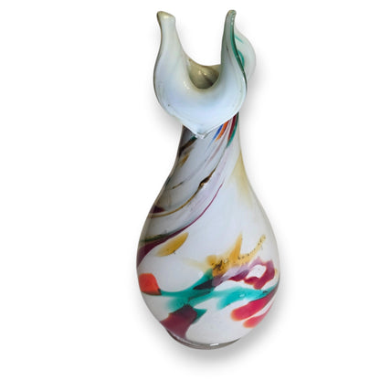 Empoli Vintage Coloured Marble Effect Glass Vase - Multi