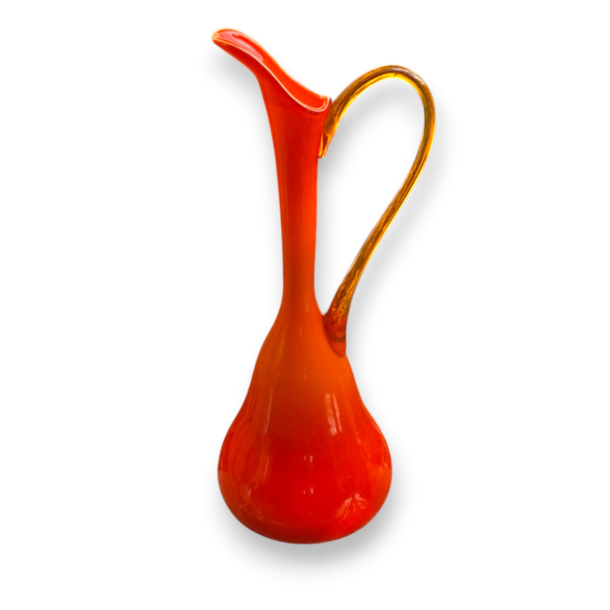 Empoli Vintage Fiery Red To Orange Glass Jug - Red/Orange