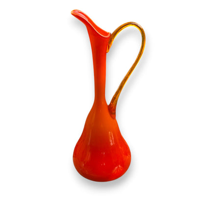 Empoli Vintage Fiery Red To Orange Glass Jug - Red/Orange