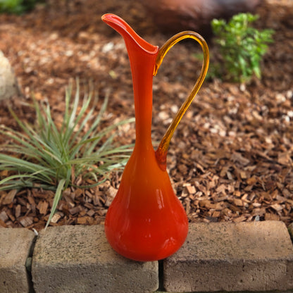 Empoli Vintage Fiery Red To Orange Glass Jug - Red/Orange