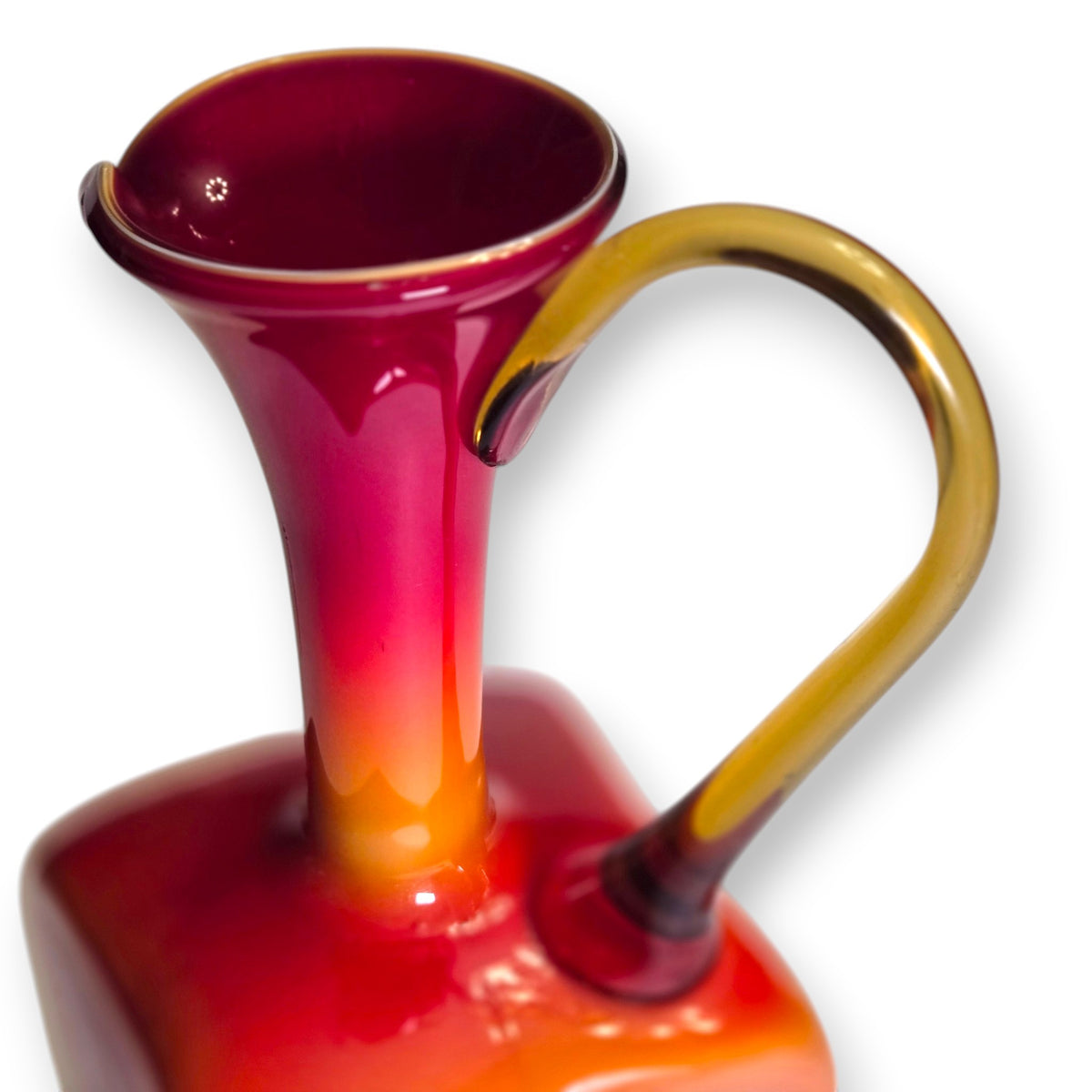 Empoli Amberina Red To Orange Glass Jug - Amberina