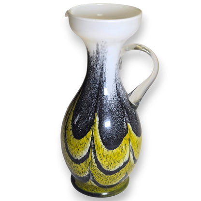 Empoli Vintage Yellow And Black Pulled Pattern Glass Jug - Yellow/Black