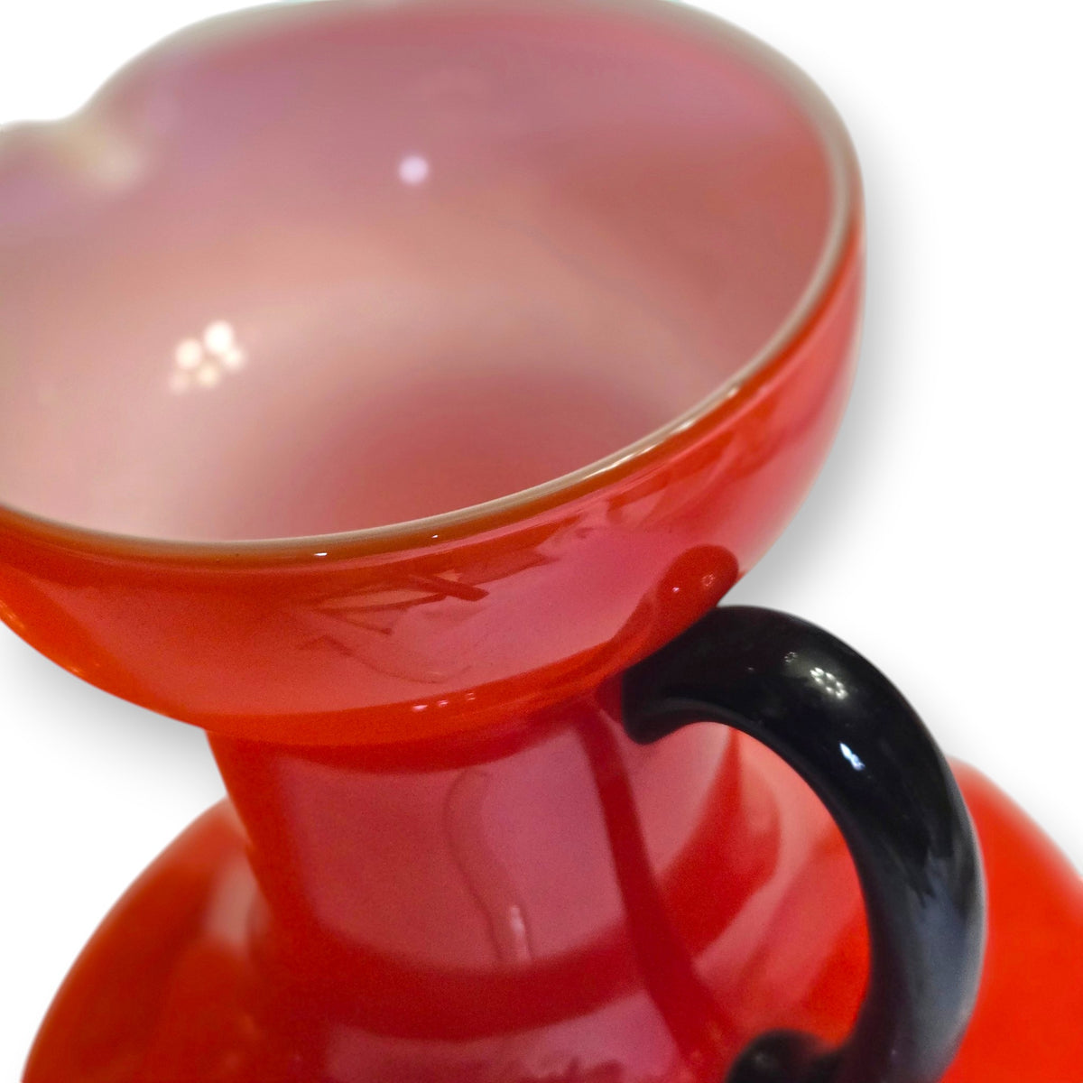 Empoli Vintage Orange And Black Glass Jugs - Orange/Black