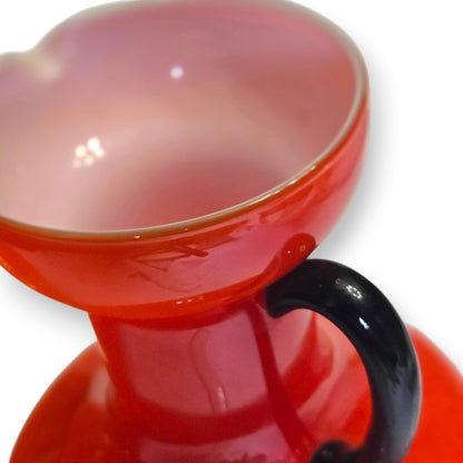 Empoli Vintage Orange And Black Glass Jugs - Orange/Black