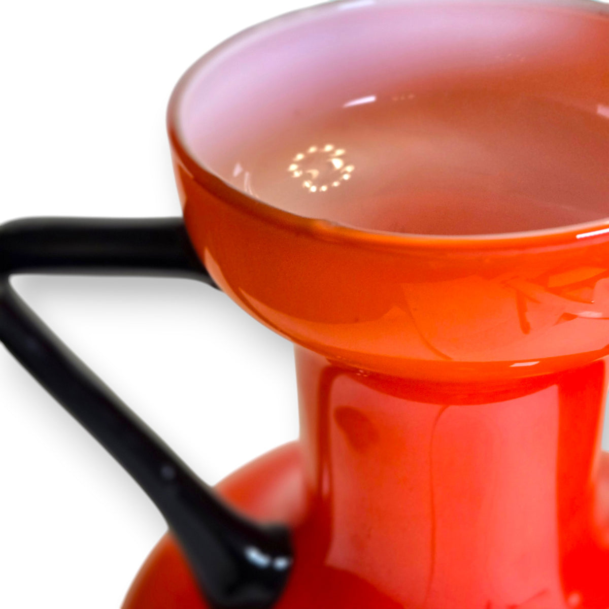 Empoli Vintage Orange And Black Glass Jugs - Orange/Black