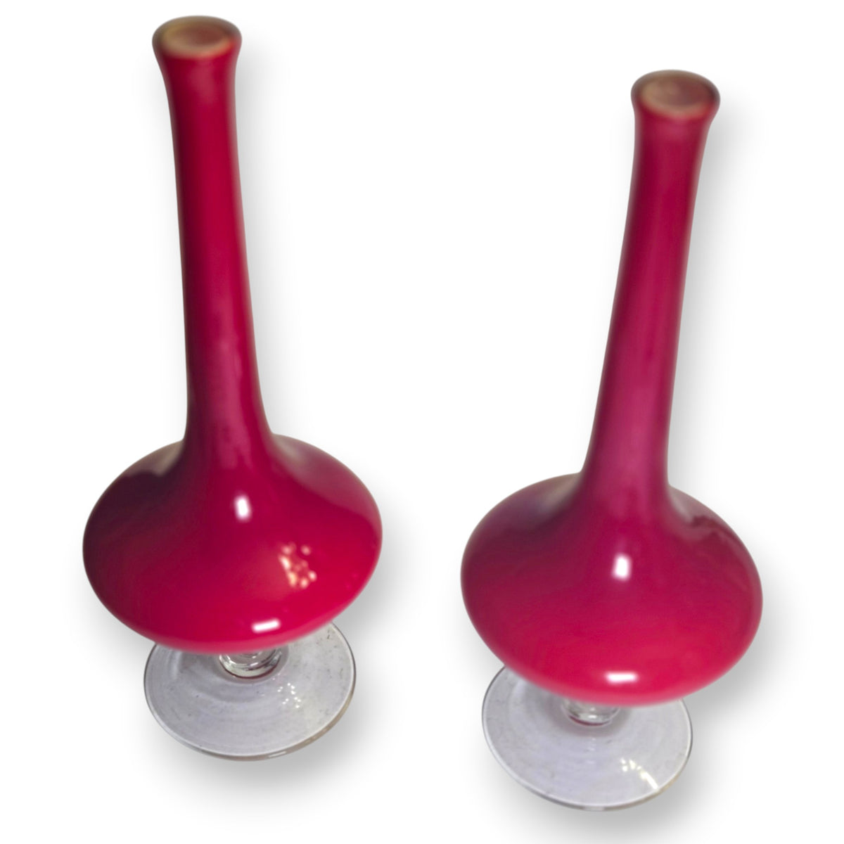 Empoli Vintage Cherry Dark Red Glass Vases - Red